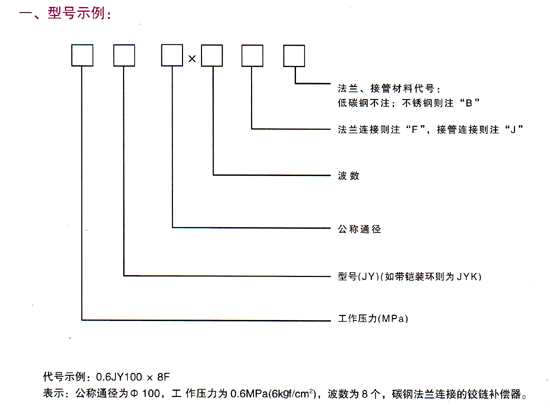 <strong>鉸鏈波紋補償器（JY）型號示例</strong>
